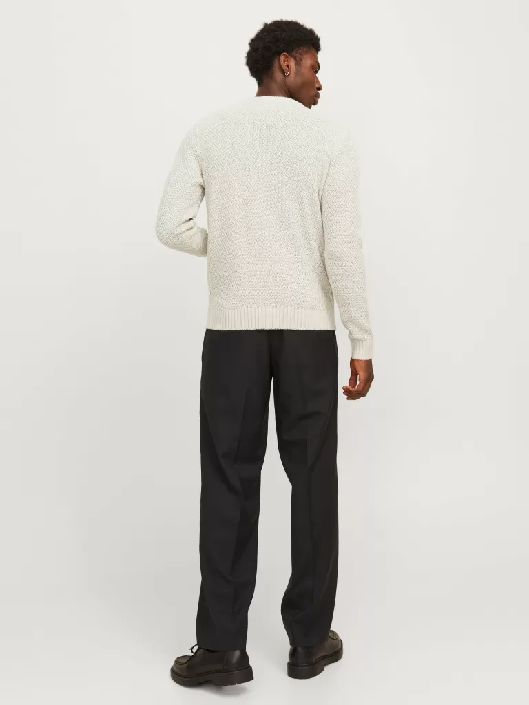 JACK & JONES Swetry^Gładki Sweter wkładany przez głowę Biały