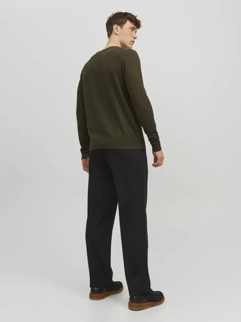 JACK & JONES Swetry^Gładki Sweter wkładany przez głowę Zielony