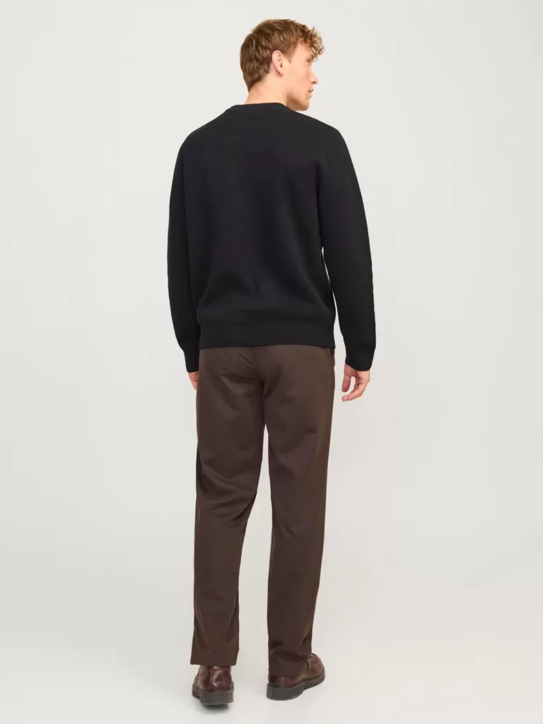 JACK & JONES Swetry^Gładki Sweter wkładany przez głowę Czarny