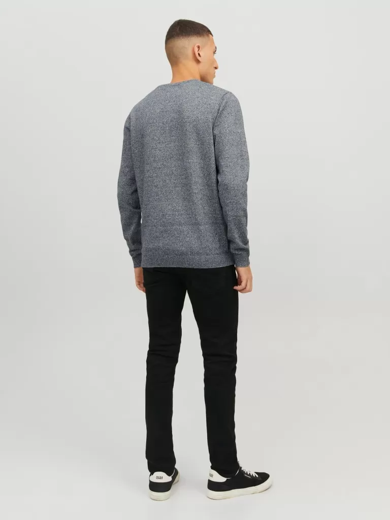 JACK & JONES Swetry^Gładki Sweter wkładany przez głowę Szary