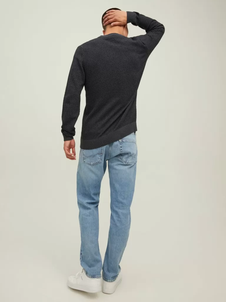 JACK & JONES Swetry^Gładki Sweter wkładany przez głowę Szary