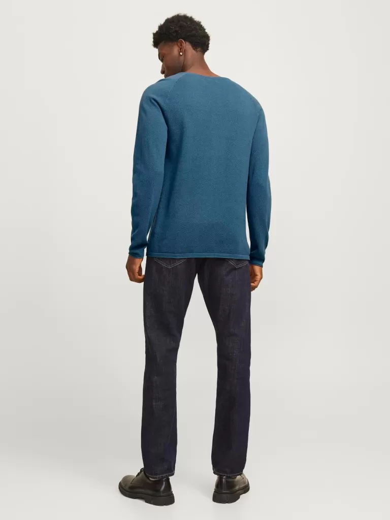 JACK & JONES Swetry^Gładki Sweter wkładany przez głowę Niebieski