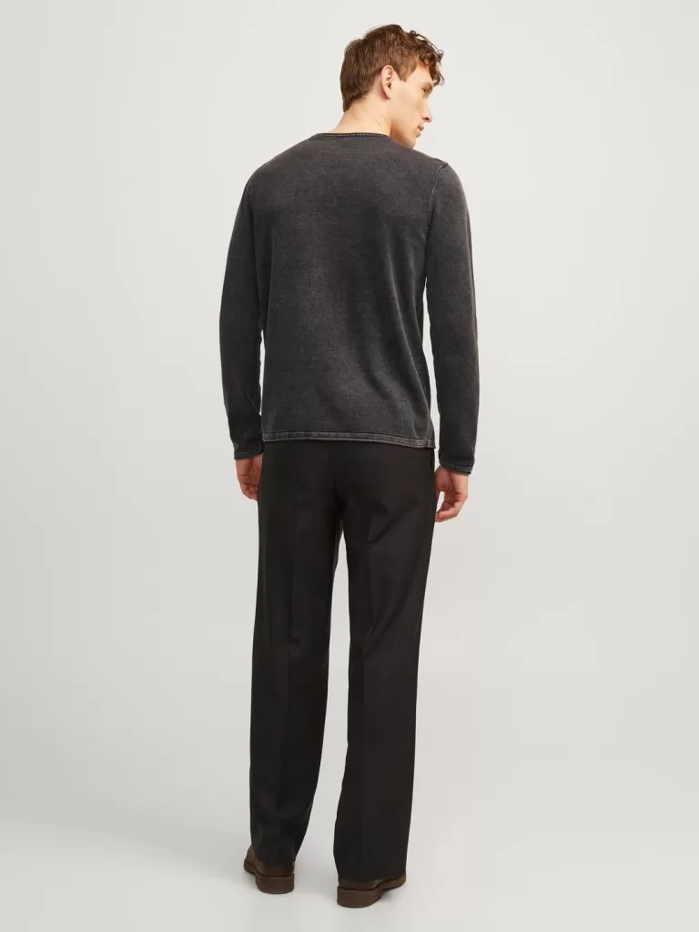 JACK & JONES Swetry^Gładki Sweter wkładany przez głowę Czarny