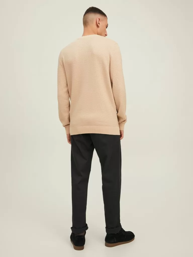 JACK & JONES Swetry^Gładki Sweter wkładany przez głowę Beżowy