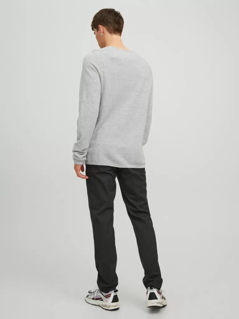 JACK & JONES Swetry^Gładki Sweter wkładany przez głowę Szary