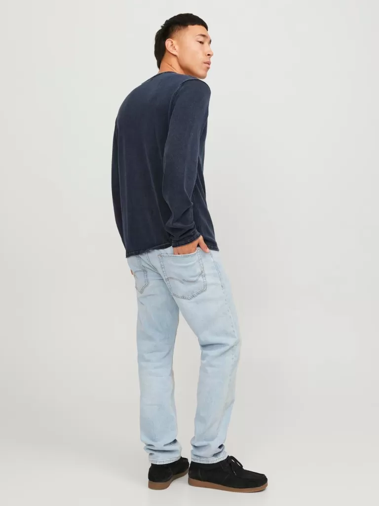 JACK & JONES Swetry^Gładki Sweter wkładany przez głowę Niebieski