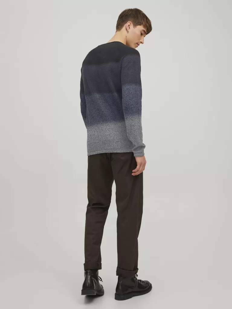 JACK & JONES Swetry^Gładki Sweter wkładany przez głowę Niebieski