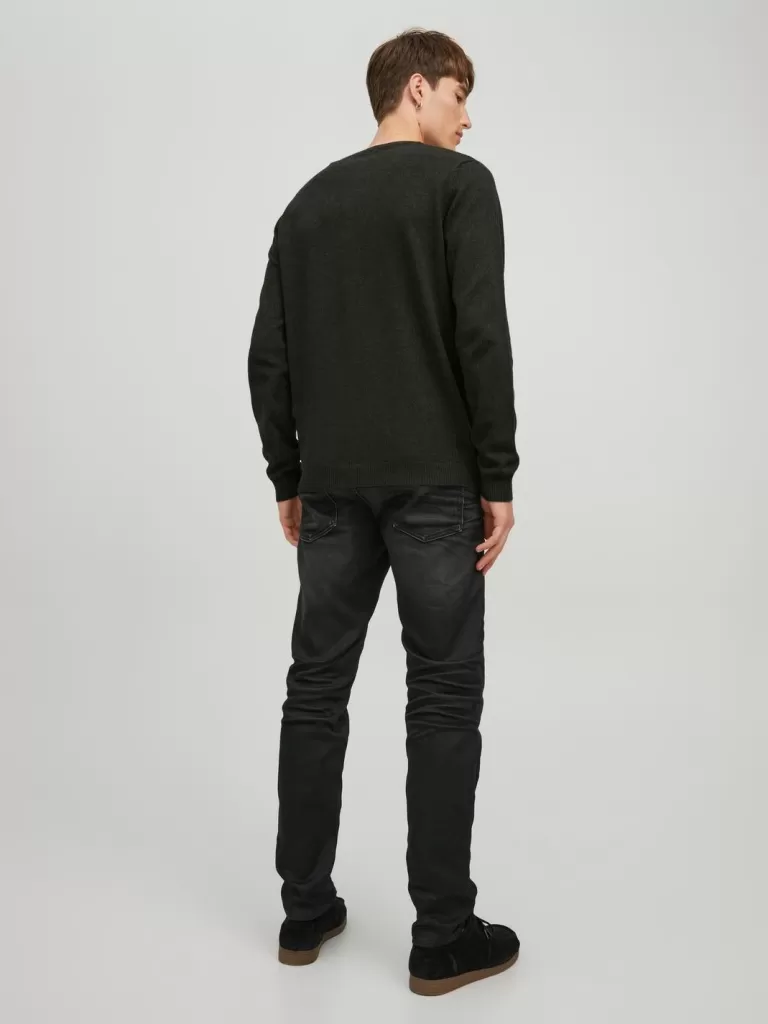 JACK & JONES Swetry^Gładki Sweter wkładany przez głowę Zielony