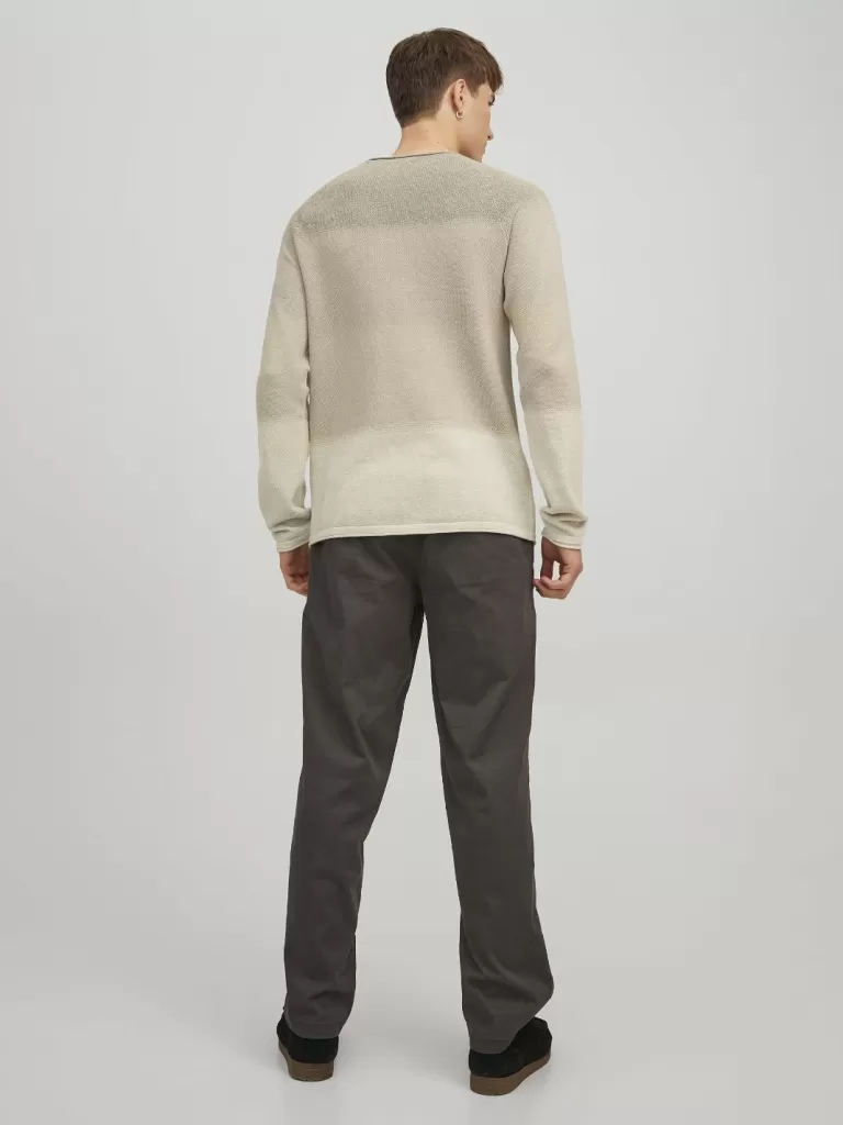 JACK & JONES Swetry^Gładki Sweter wkładany przez głowę Beżowy