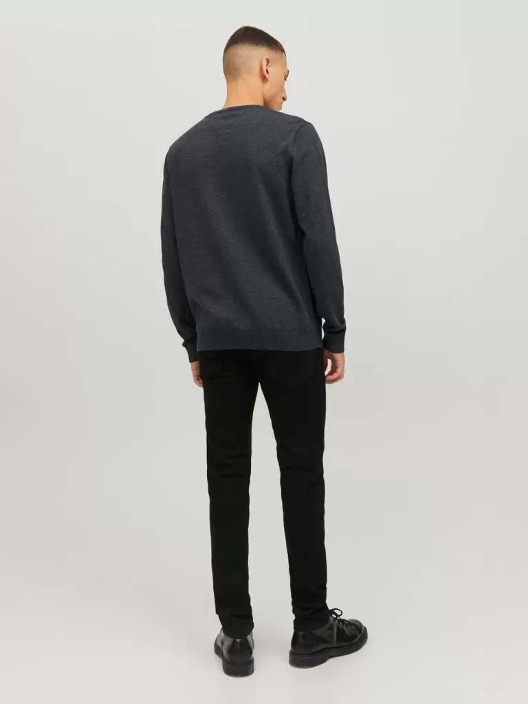 JACK & JONES Swetry^Gładki Sweter wkładany przez głowę Szary