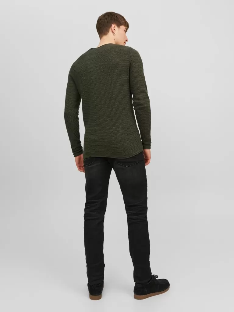 JACK & JONES Swetry^Gładki Sweter wkładany przez głowę Zielony