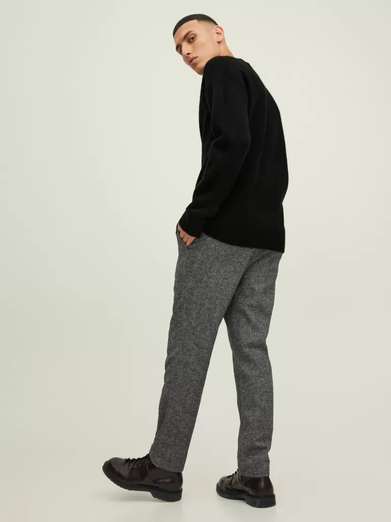 JACK & JONES Swetry^Gładki Sweter wkładany przez głowę Czarny