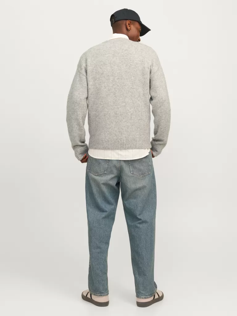 JACK & JONES Swetry^Gładki Sweter wkładany przez głowę Szary