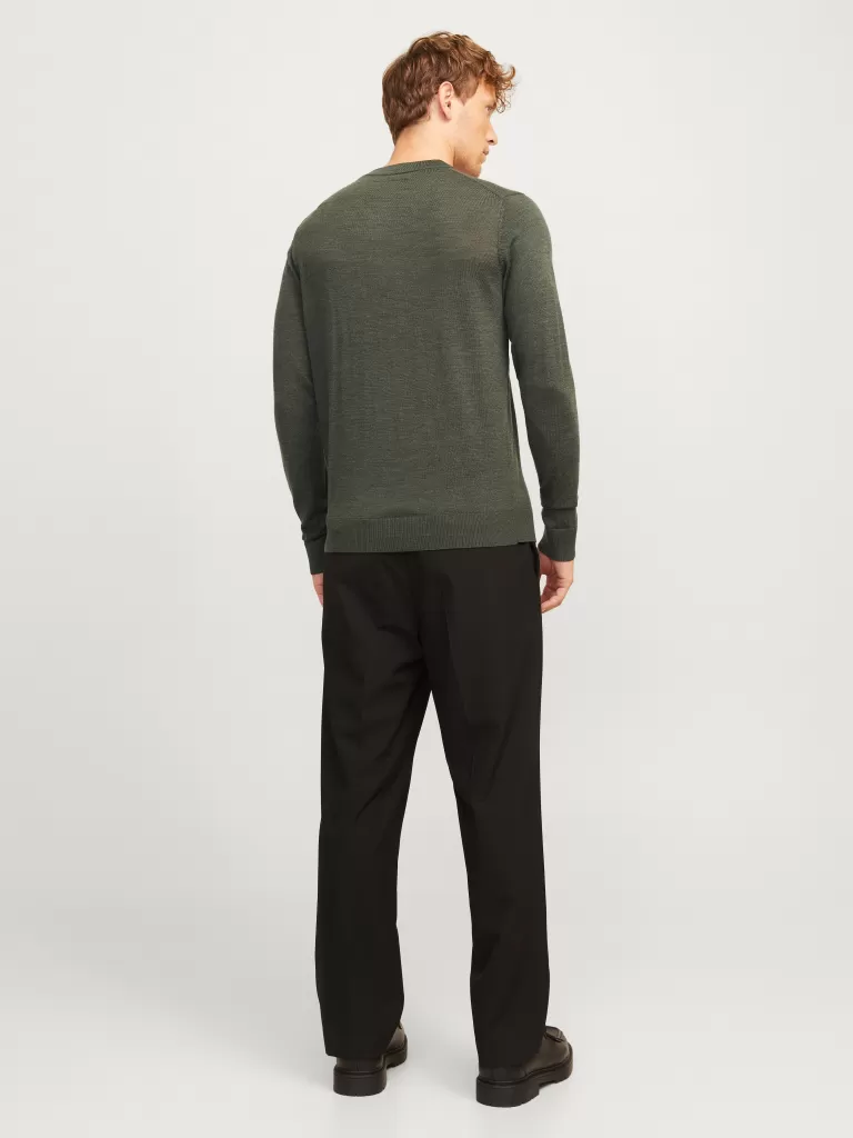 JACK & JONES Swetry^Gładki Sweter wkładany przez głowę Zielony