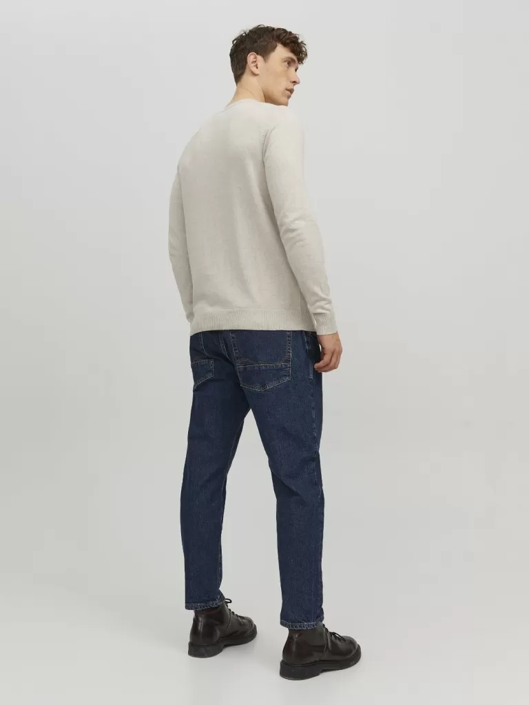 JACK & JONES Swetry^Gładki Sweter wkładany przez głowę Beżowy
