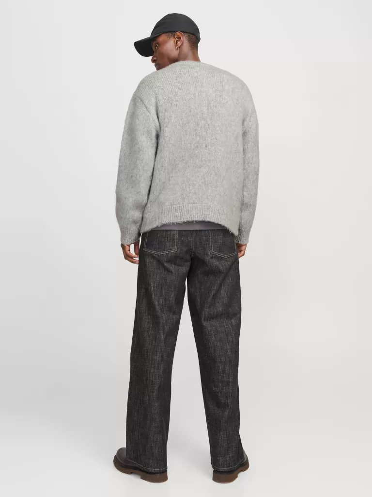 JACK & JONES Swetry^Gładki Sweter wkładany przez głowę Szary