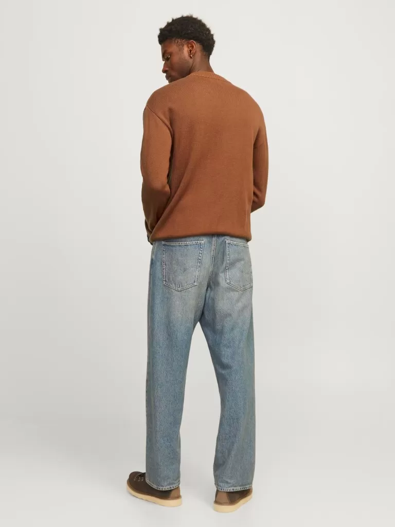 JACK & JONES Swetry^Gładki Sweter wkładany przez głowę Pomarańczowy