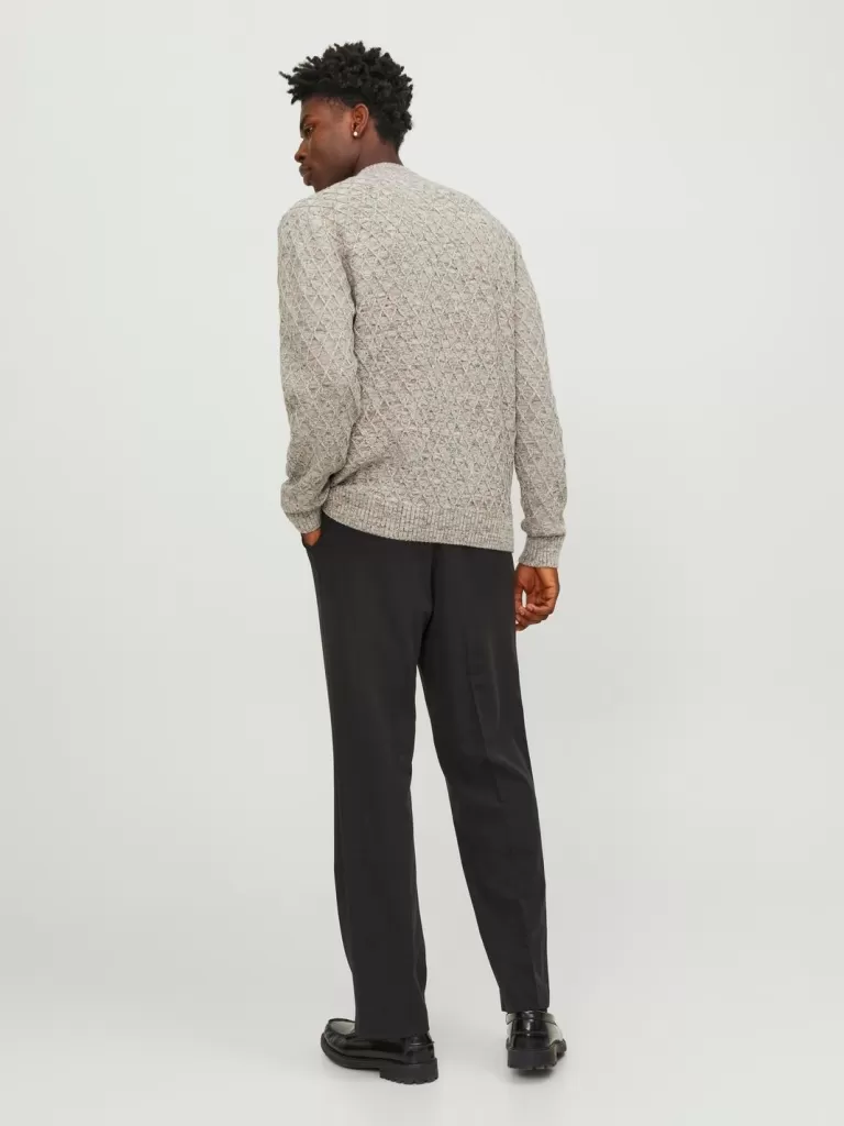 JACK & JONES Swetry^Gładki Sweter wkładany przez głowę Szary