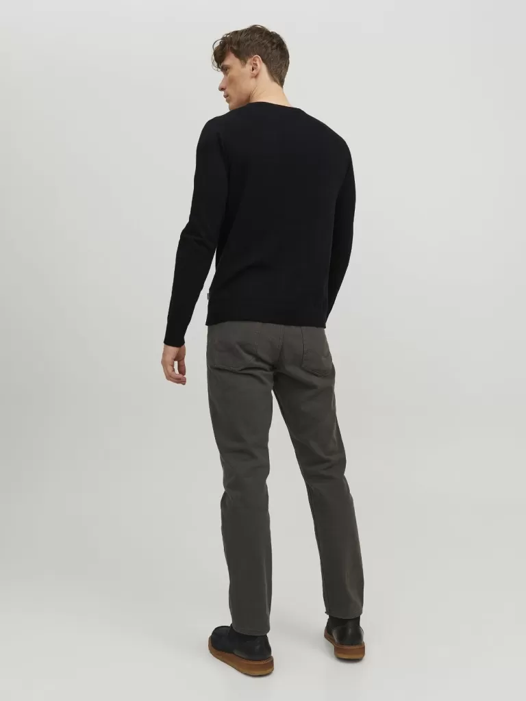 JACK & JONES Swetry^Gładki Sweter wkładany przez głowę Czarny