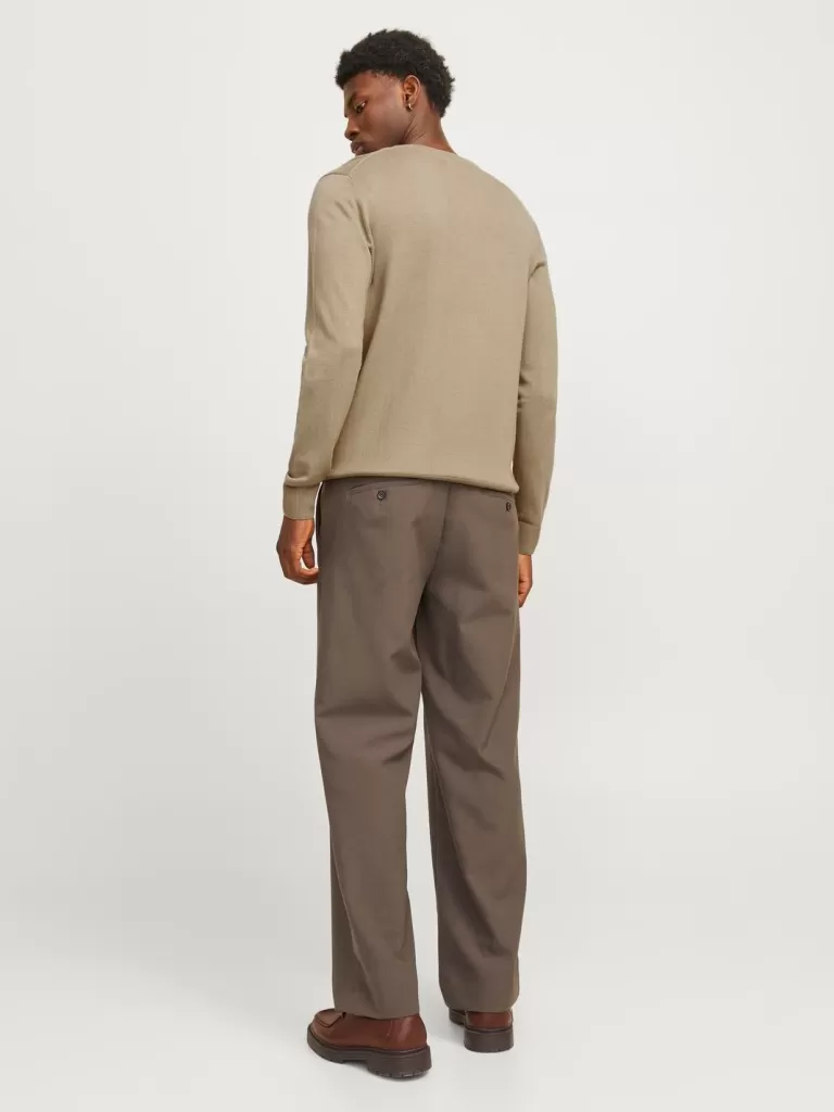 JACK & JONES Swetry^Gładki Sweter wkładany przez głowę Beżowy
