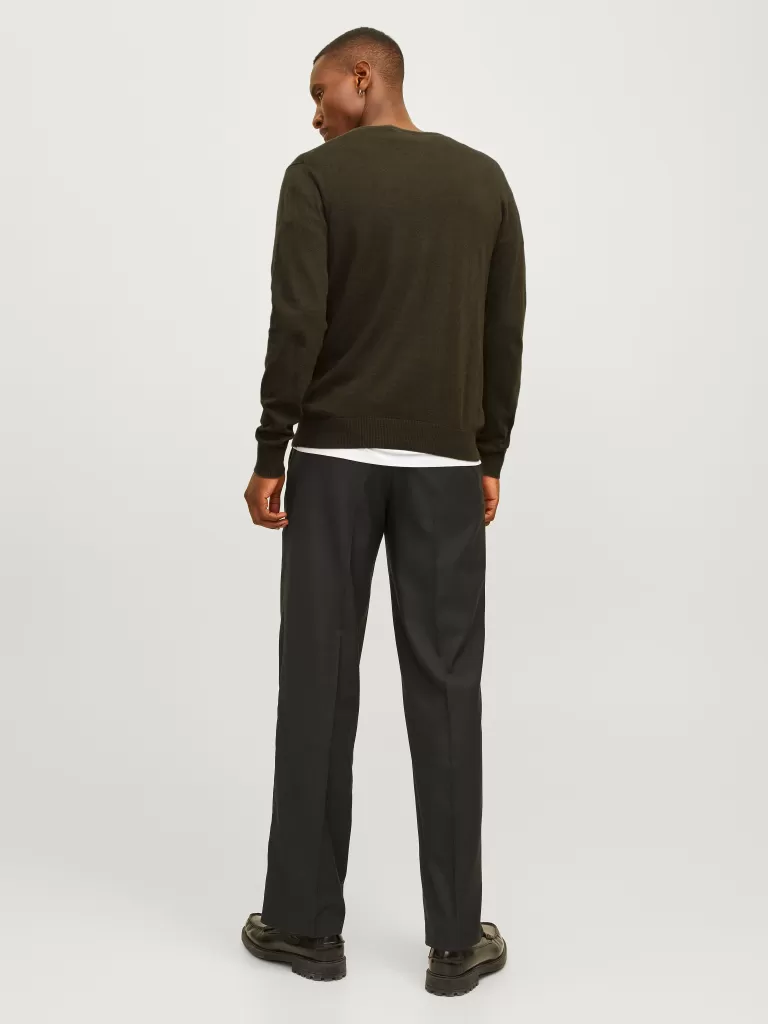 JACK & JONES Swetry^Gładki Sweter wkładany przez głowę Zielony
