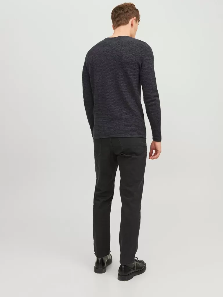 JACK & JONES Swetry^Gładki Sweter wkładany przez głowę Szary
