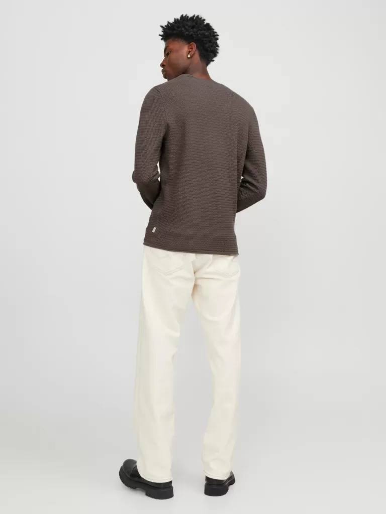 JACK & JONES Swetry^Gładki Sweter wkładany przez głowę Brązowy