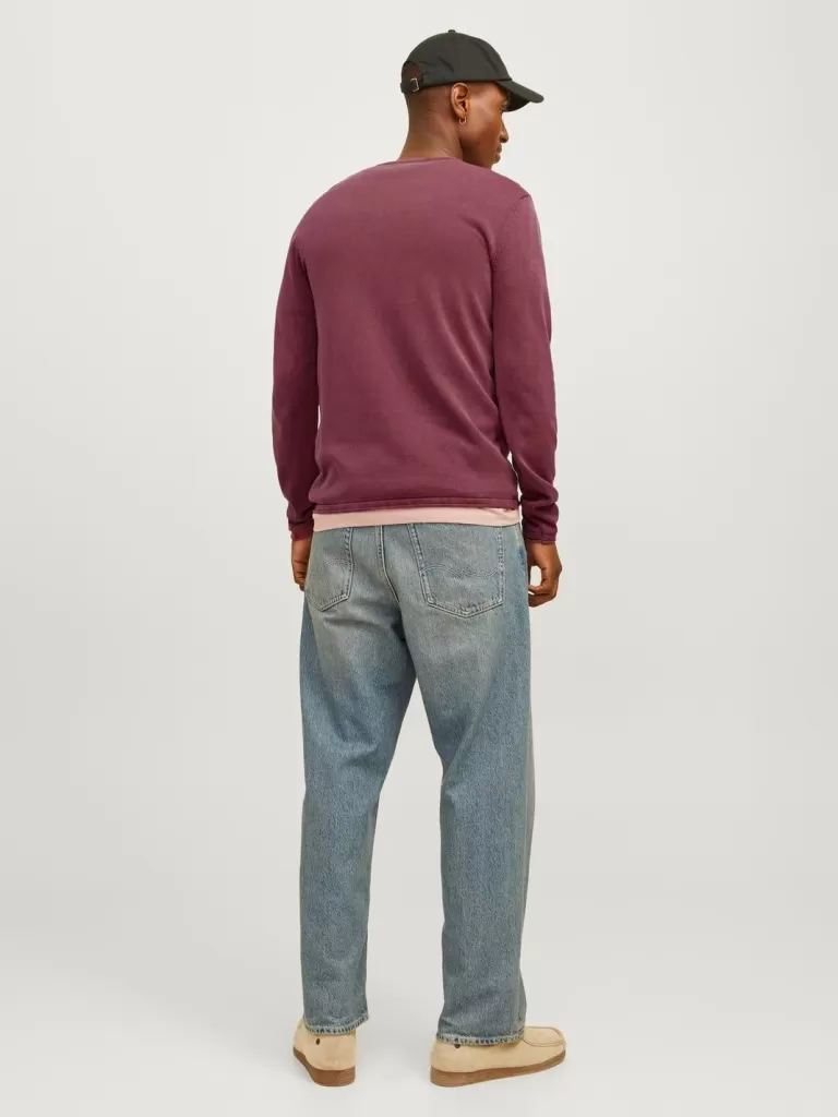 JACK & JONES Swetry^Gładki Sweter wkładany przez głowę Czerwony