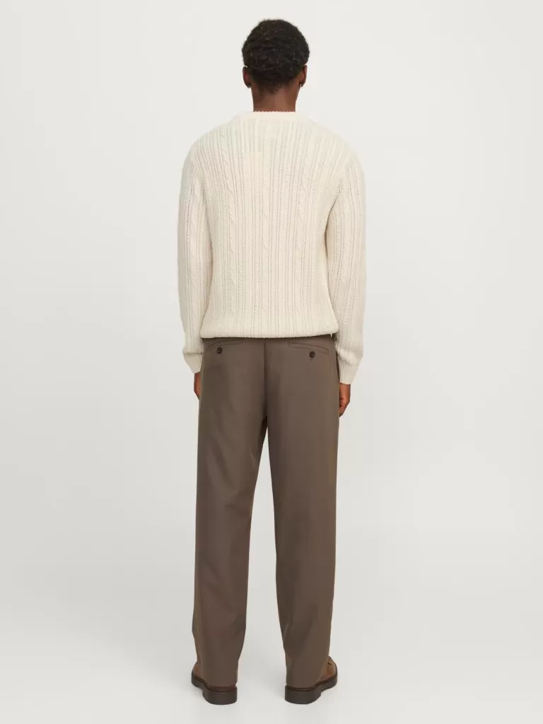 JACK & JONES Swetry^Gładki Sweter wkładany przez głowę Biały
