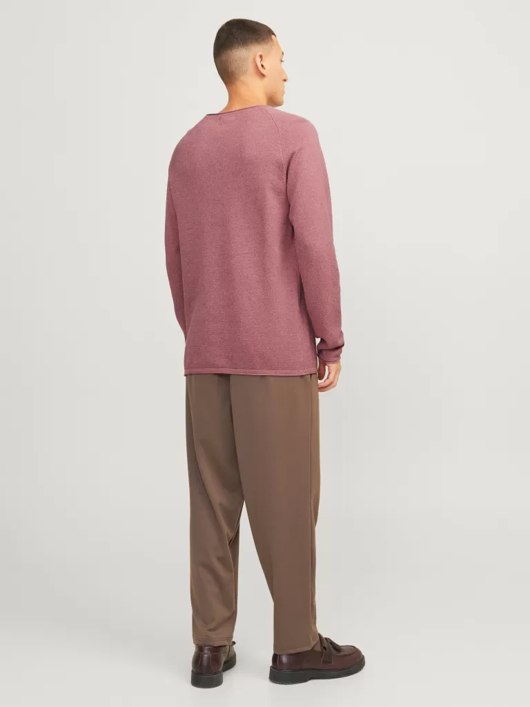 JACK & JONES Swetry^Gładki Sweter wkładany przez głowę Róży