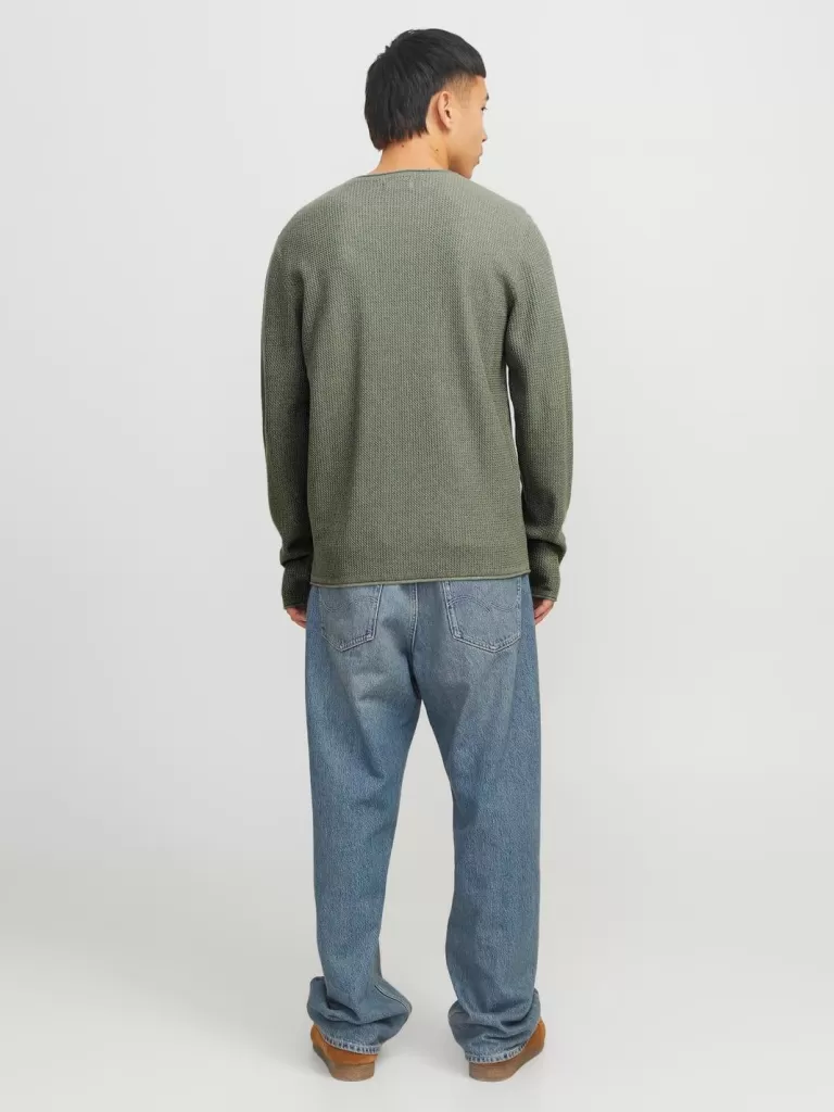 JACK & JONES Swetry^Gładki Sweter wkładany przez głowę Zielony