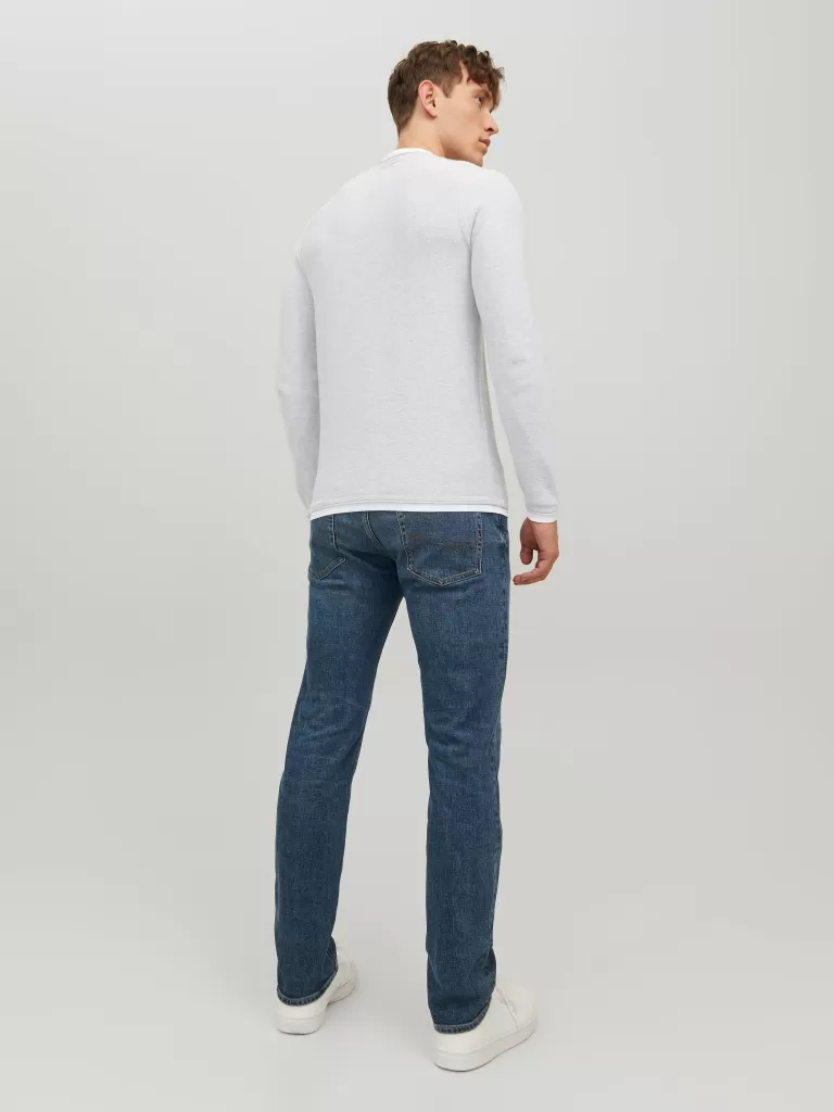 JACK & JONES Swetry^Gładki Sweter wkładany przez głowę Biały