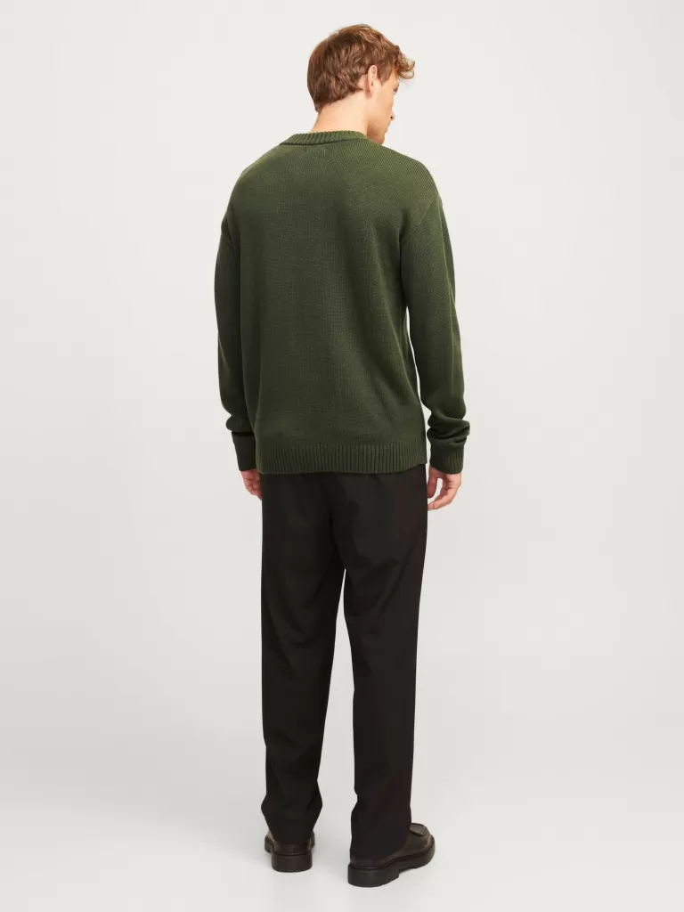JACK & JONES Swetry^Gładki Sweter wkładany przez głowę Zielony