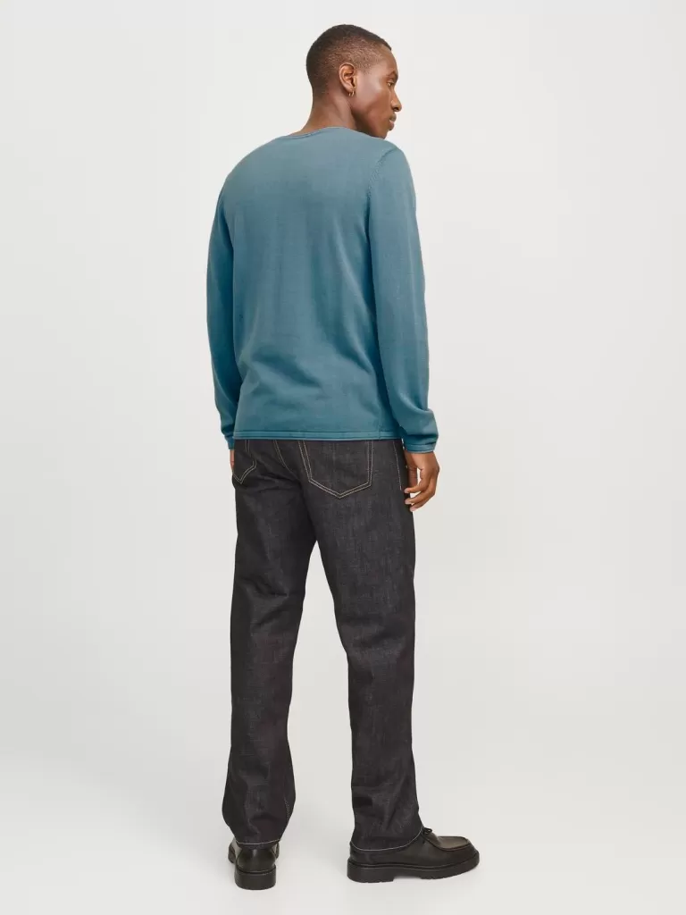 JACK & JONES Swetry^Gładki Sweter wkładany przez głowę Niebieski