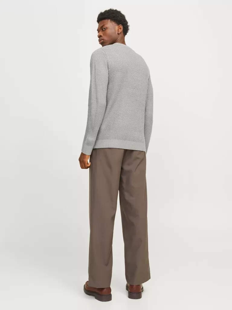 JACK & JONES Swetry^Gładki Sweter wkładany przez głowę Szary