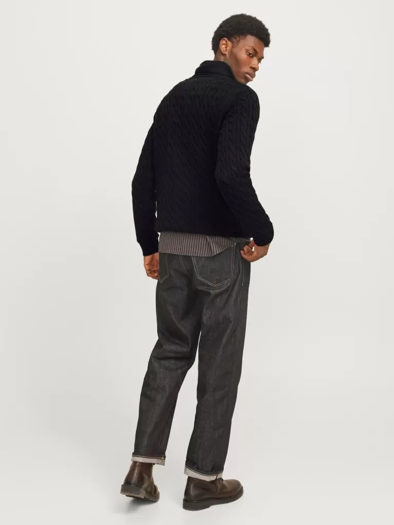 JACK & JONES Swetry^Gładki Sweter wkładany przez głowę Czarny