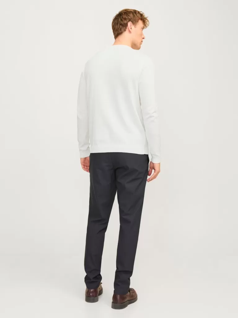 JACK & JONES Swetry^Gładki Sweter wkładany przez głowę Biały