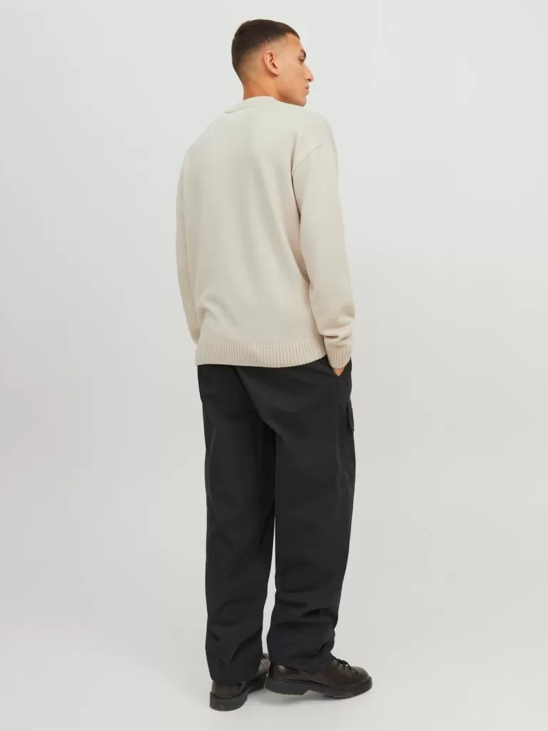 JACK & JONES Swetry^Gładki Sweter wkładany przez głowę Beżowy