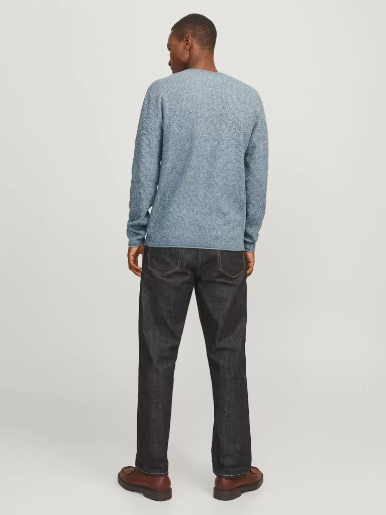 JACK & JONES Swetry^Gładki Sweter wkładany przez głowę Niebieski