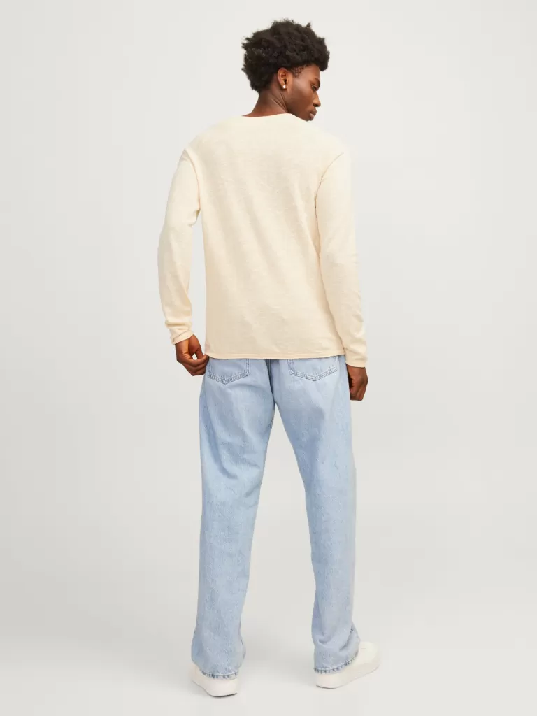 JACK & JONES Swetry^Gładki Sweter wkładany przez głowę Pomarańczowy