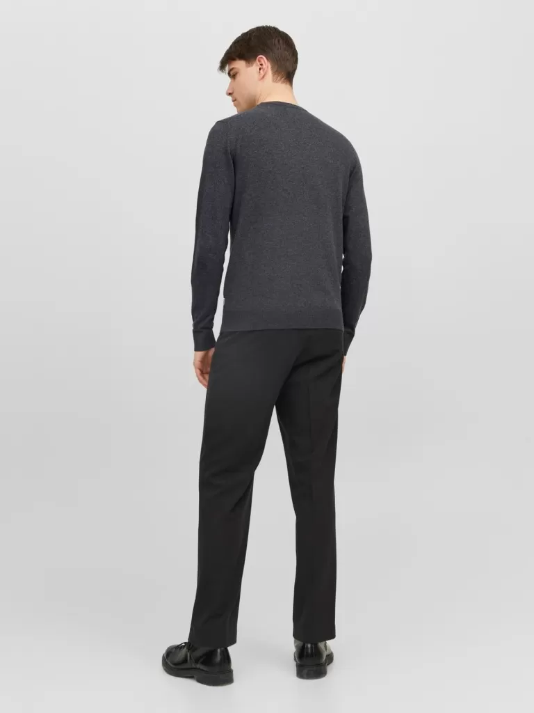 JACK & JONES Swetry^Gładki Sweter wkładany przez głowę Szary