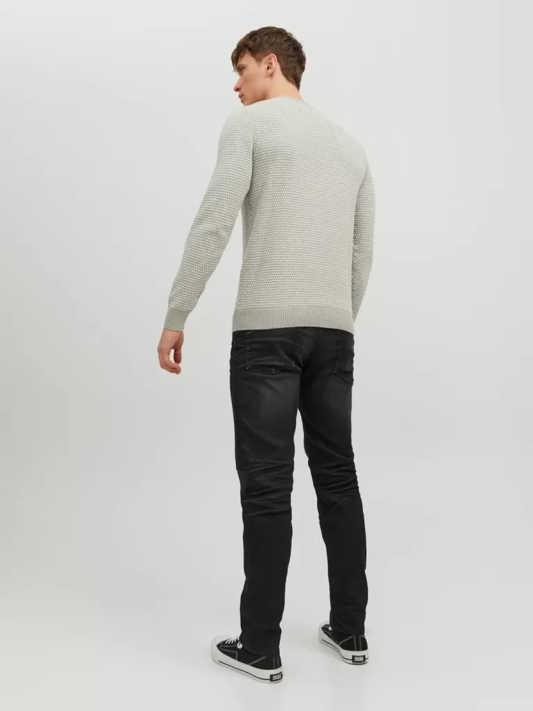 JACK & JONES Swetry^Gładki Sweter wkładany przez głowę Szary