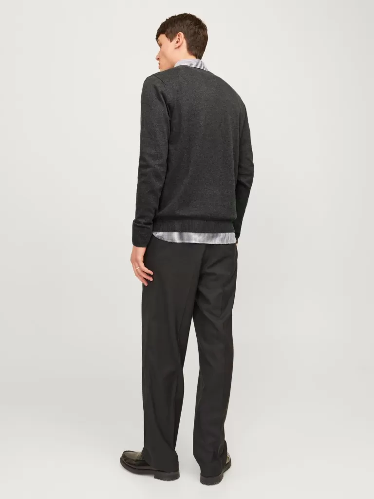 JACK & JONES Swetry^Gładki Sweter wkładany przez głowę Szary