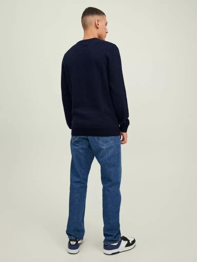 JACK & JONES Swetry^Gładki Sweter wkładany przez głowę Niebieski