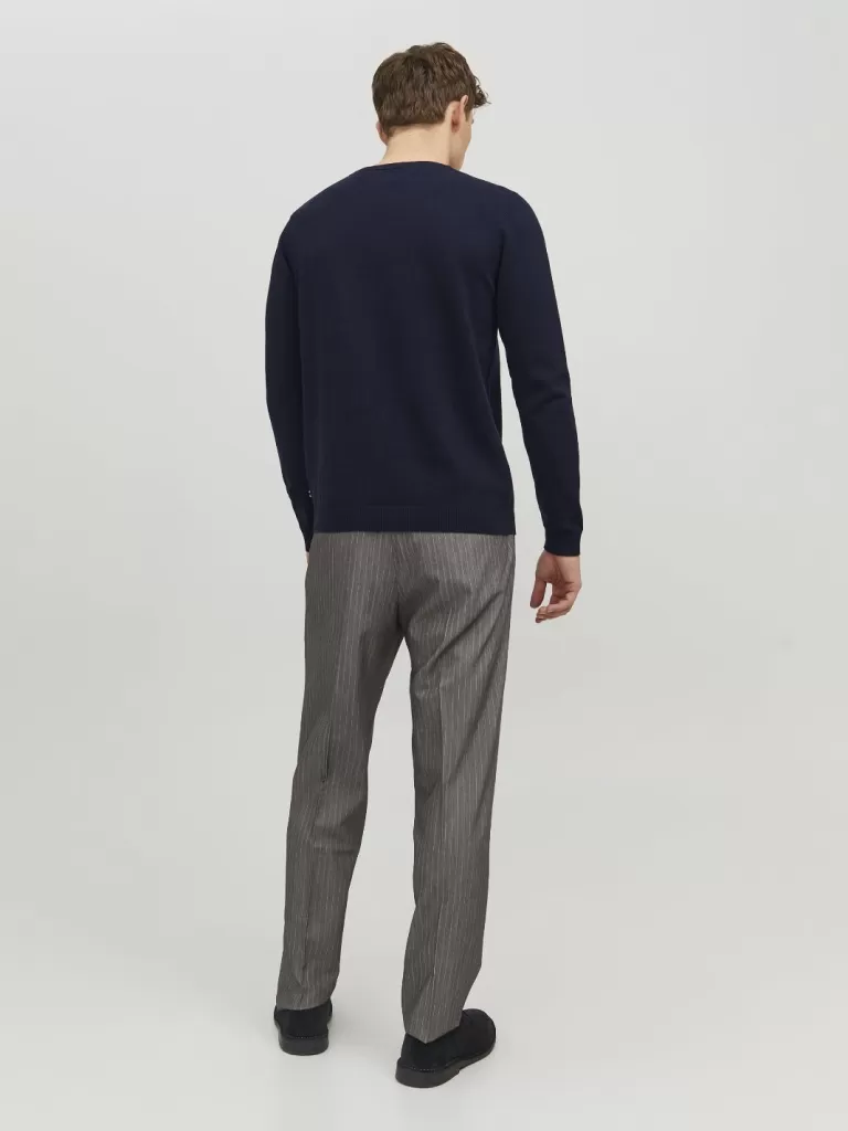 JACK & JONES Swetry^Gładki Sweter wkładany przez głowę Niebieski
