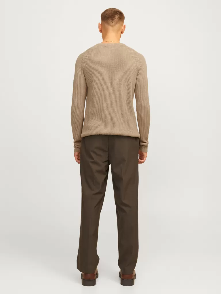 JACK & JONES Swetry^Gładki Sweter wkładany przez głowę Beżowy