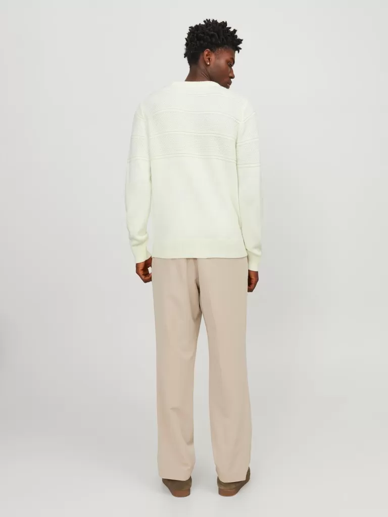 JACK & JONES Swetry^Gładki Sweter wkładany przez głowę Biały