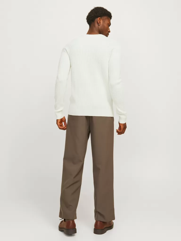 JACK & JONES Swetry^Gładki Sweter wkładany przez głowę Biały