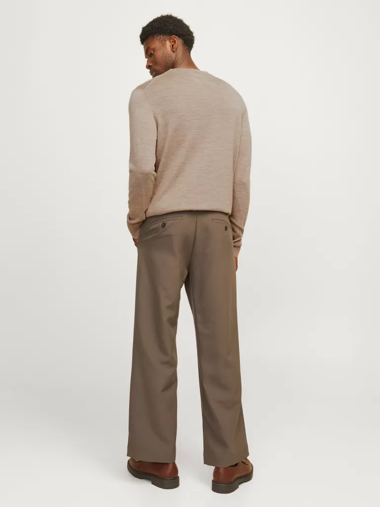 JACK & JONES Swetry^Gładki Sweter wkładany przez głowę Beżowy