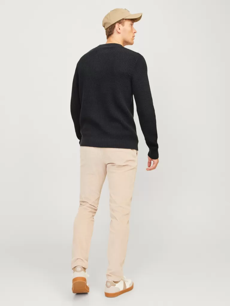 JACK & JONES Swetry^Gładki Sweter wkładany przez głowę Czarny